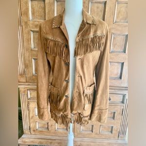 Leather fringe jacket